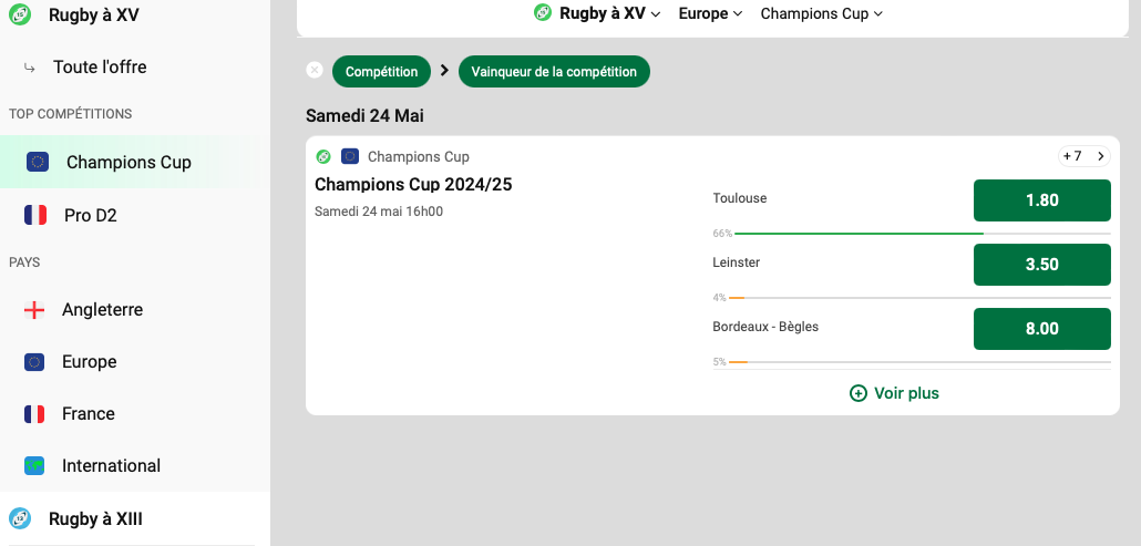 Unibet paris sportifs rugby