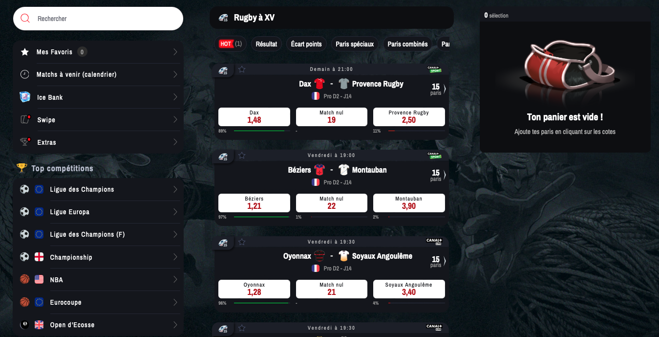 Winamax, paris rugby