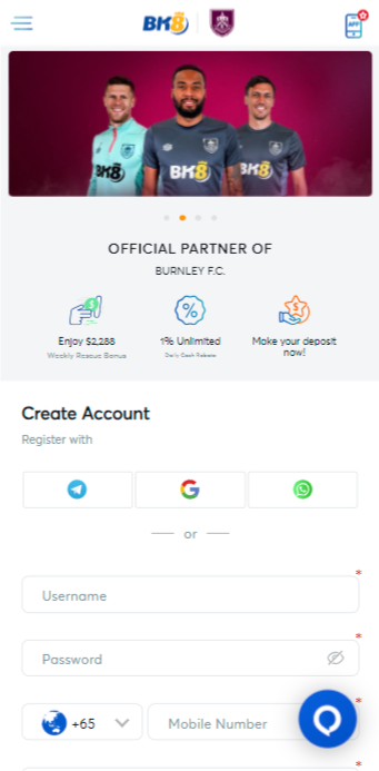 bk8 sign up page