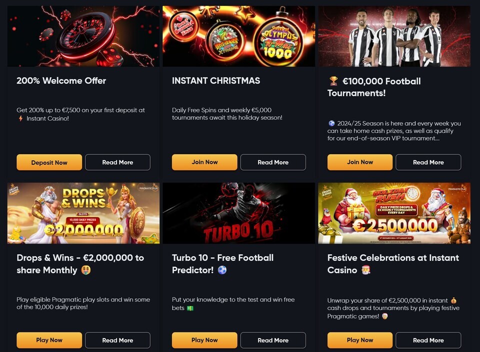 instantcasino страница бонусов и акций