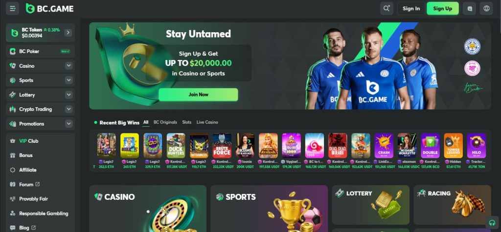 BC.Game frontpage