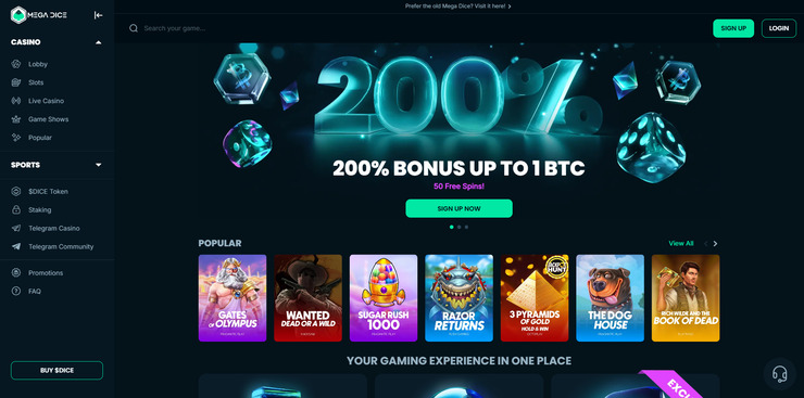 mega dice welcome bonus and games