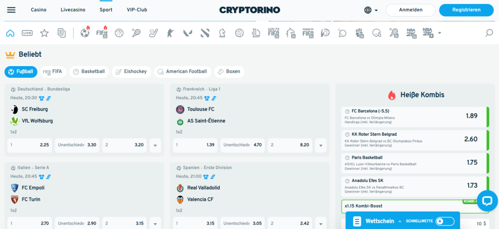 An image of the Cryptorino sports betting site - a top non gamstop betting site