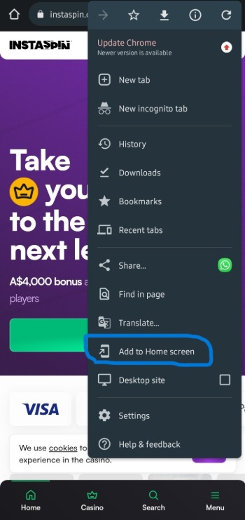home screen instaspin AU