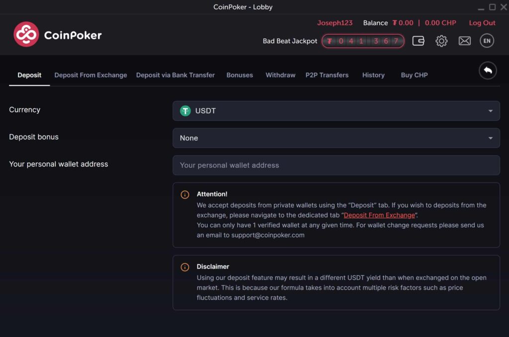 coinpoker deposit options