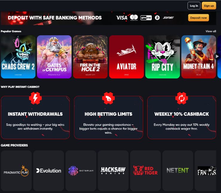instant casino games and bonuses