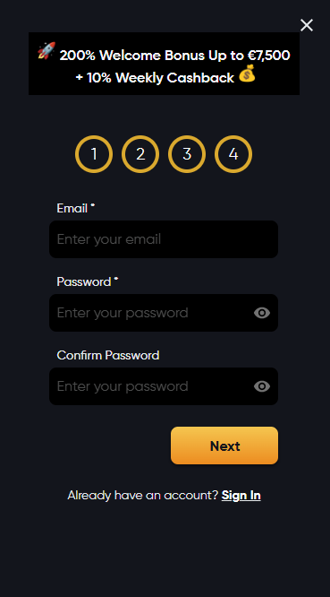 create account instant casino