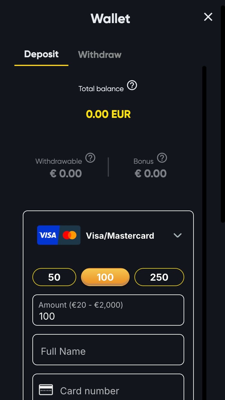 deposit method instant casino