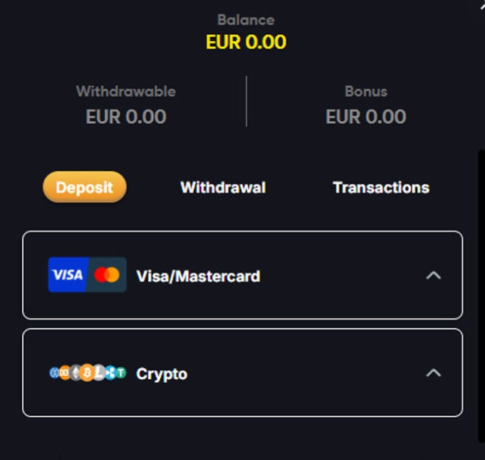 deposit options instant casino