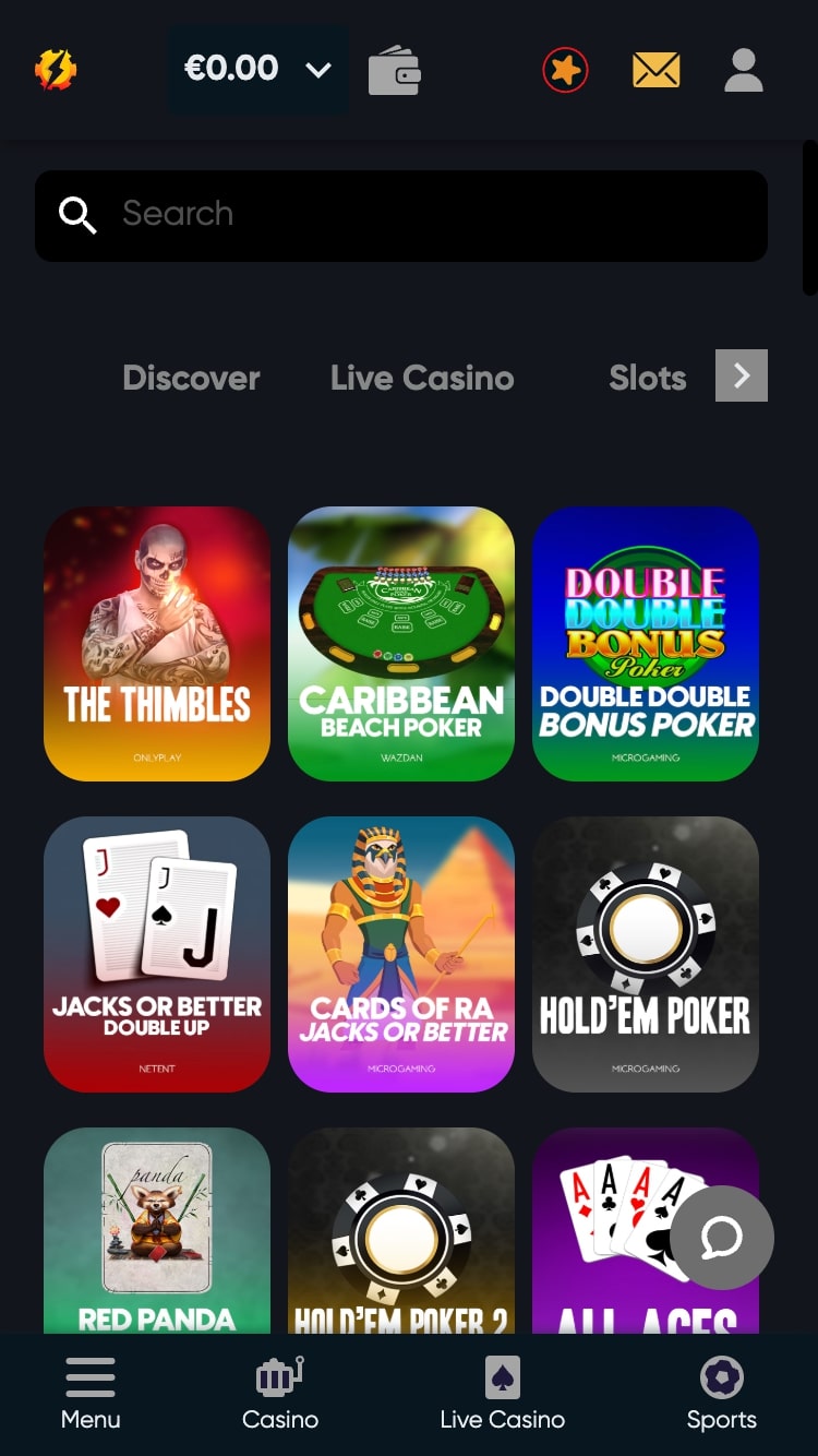 Instant Casino game library