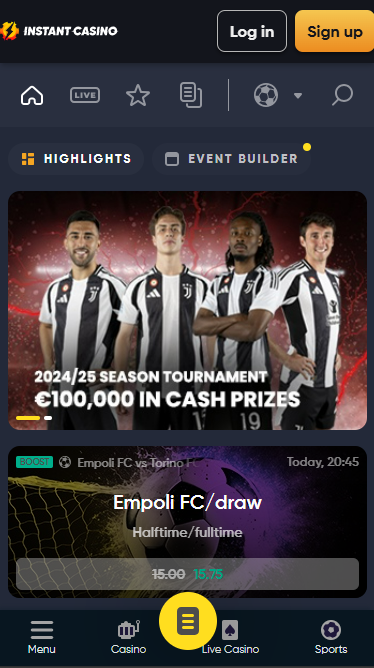 instant casino homepage