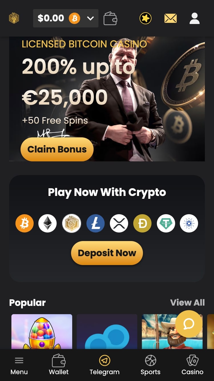 Lucky Block Casino bonus as seen on mobile view