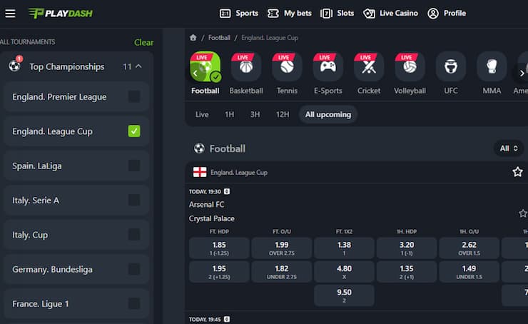 bet on Premier League at PlayDash