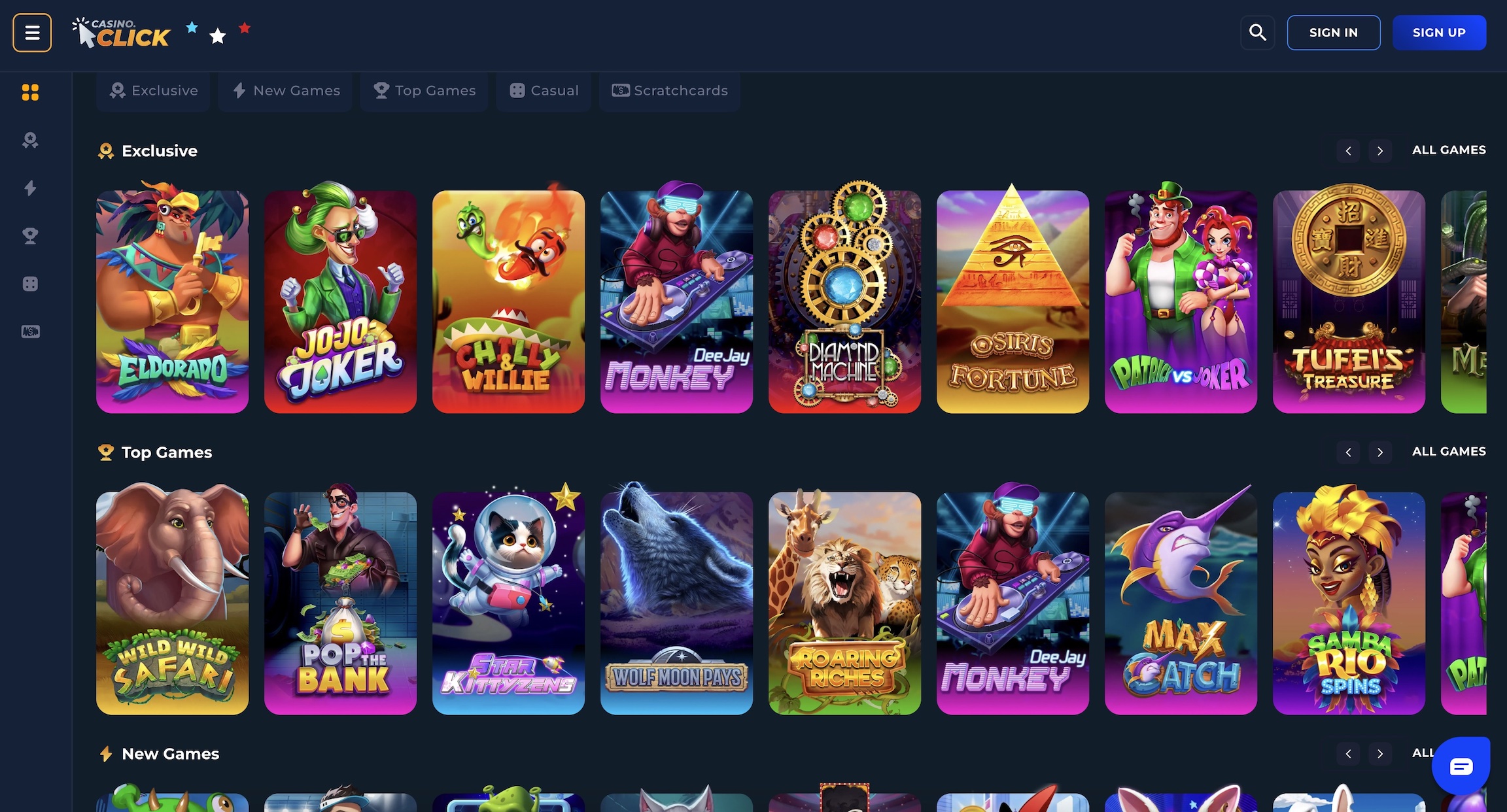 Casin.Click Homepage Screenshot