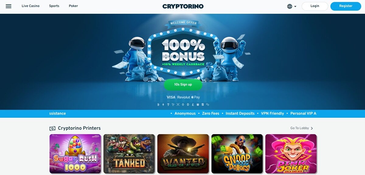 Cryptorino – Features 200+ Live Dealer Games at Binance Coin Casinos
