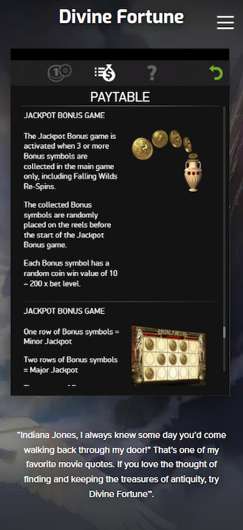 Divine Fortune Slot Jackpot Bonus Mobile