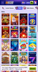 a screenshot showing the slots at Spinbara