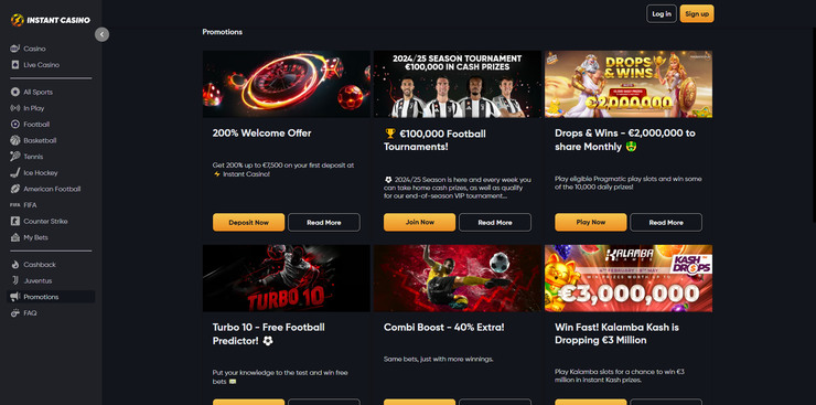 1. Instant Casino – vienas greičiausių kazino Lietuvoje