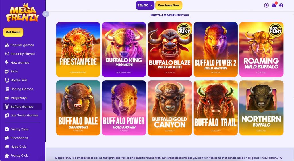 Mega Frenzy buffalo slots