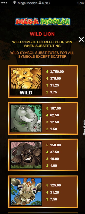 Mega Moolah Slot Review: Pay Table