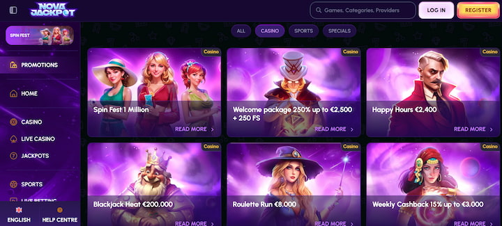 novajackpot casino bonuses for uae players