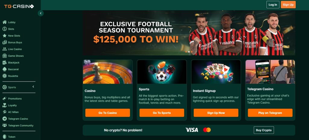 TG.Casino - No KYC casino voor crypto gokkers