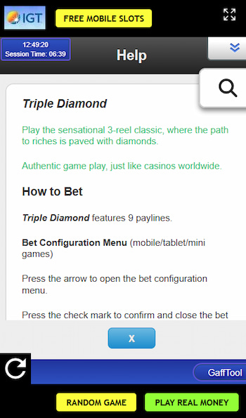 Triple Diamond Slot Game Rules Mobile