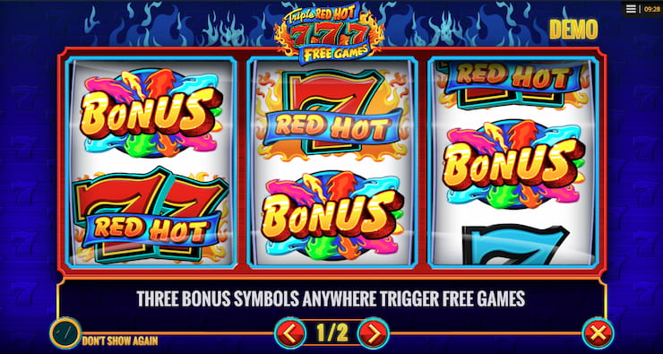 Triple Red Hot Slot bonus symbols.