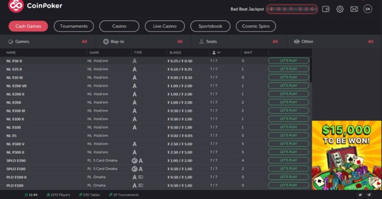 coinpoker poker games 