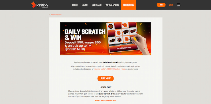 A closer look at the Daily Scratch & Win bonus, one of the most popular promotions at Ignition Casino.