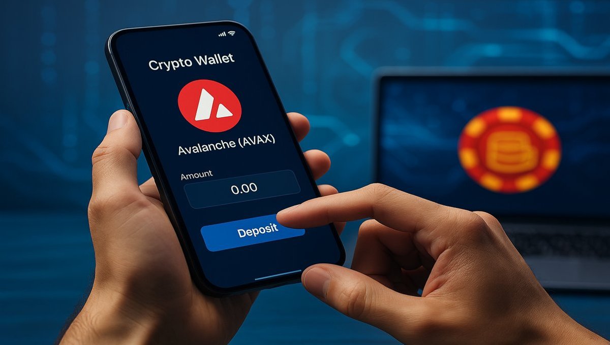 User depositing Avalanche (AVAX) into an online casino wallet on mobile