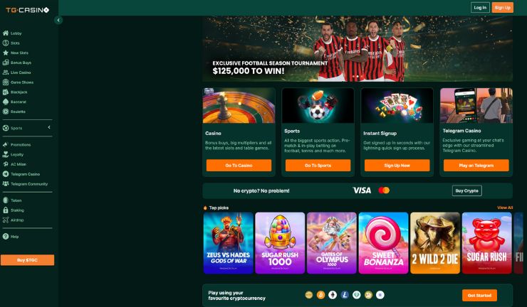 telegram casino tg games on homepage