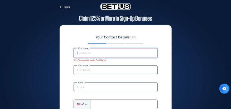 betus online casino sign up page