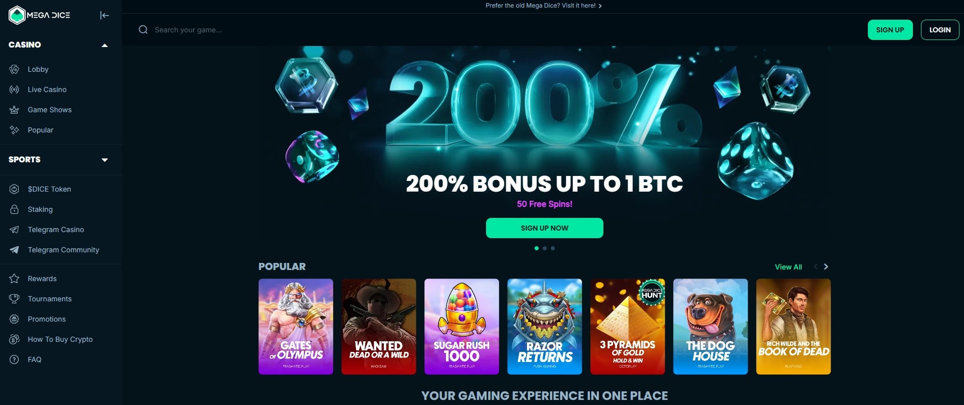 Mega Dice Cardano casino
