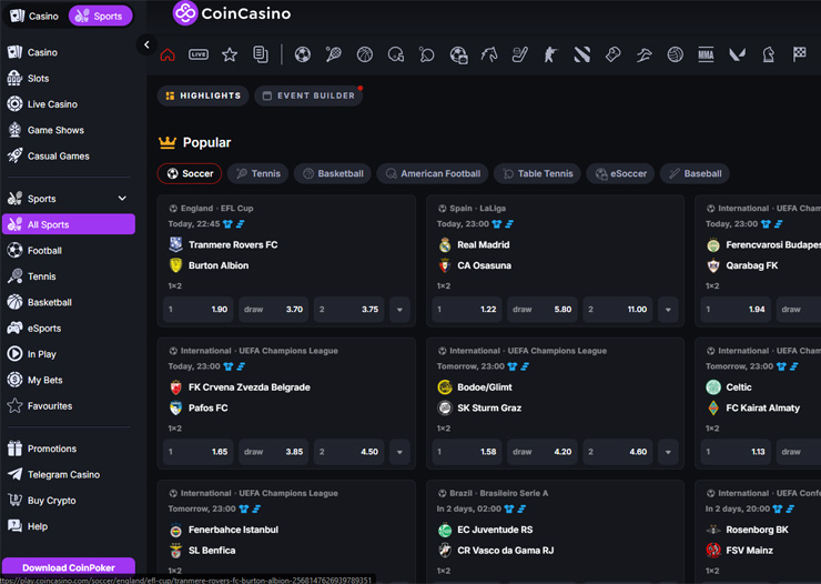 coincasino ireland betting site games