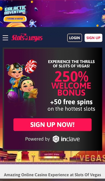 A screenshot of Slots of Vegas on mobile.