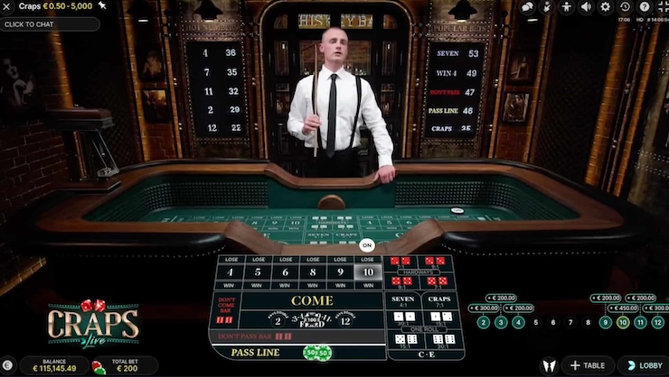 A snapshot of live dealer craps at the best US craps casinos