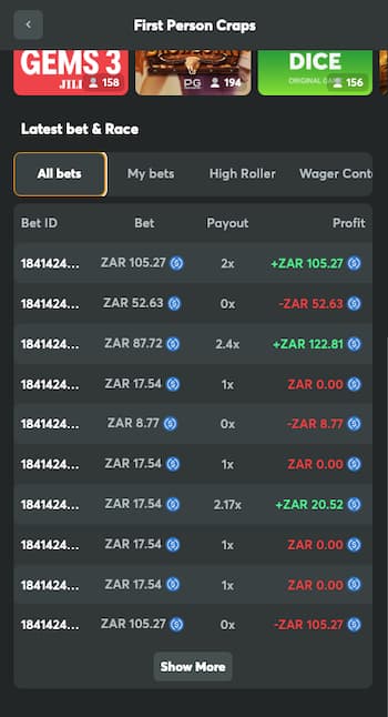 A snapshot of placing bets at a craps casino
