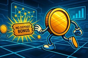 A snapshot of the Sweepstakes no deposit bonus review with crypto coin in digital arena