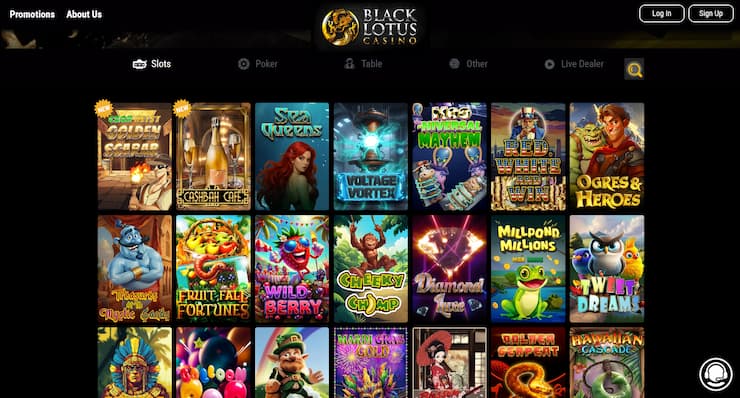 A snapshot of Black Lotus Casino, a top $20 minimum deposit casinos 