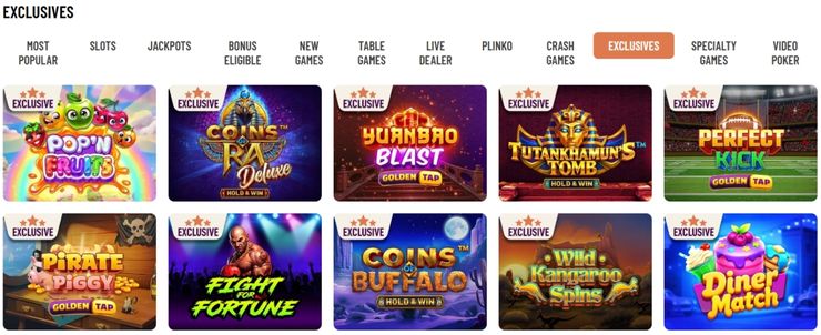 cafe casino exclusive games