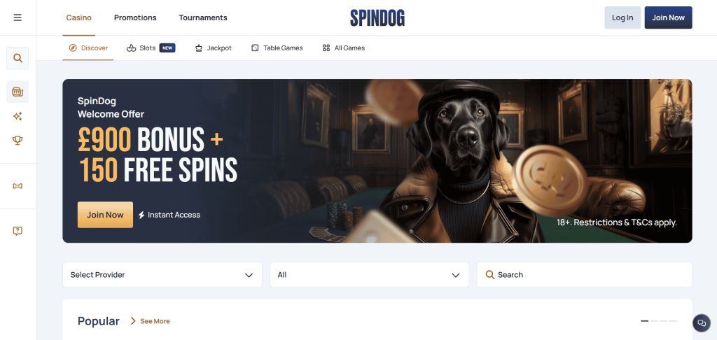 Spindog - Casino met snelle uitbetalingen en sportbonus