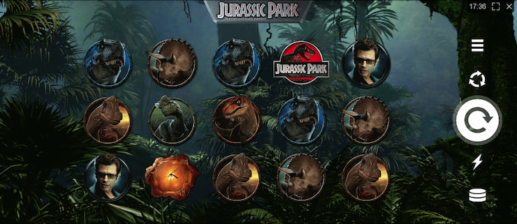 The main game in the Jurassic Park online slot.