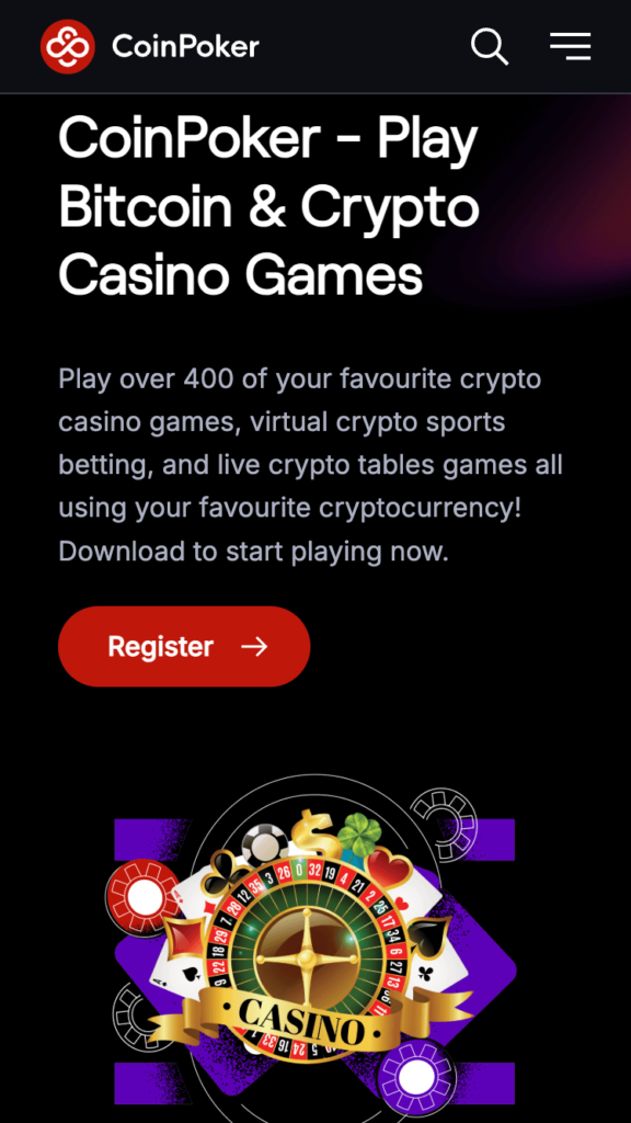CoinPoker online crypto casino homepage