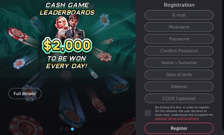 coinpoker sign up page