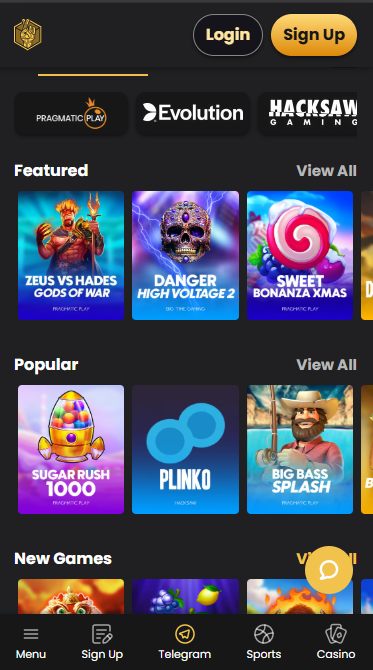 Lucky Block online crypto casino homepage showing featured, popular, and new games
