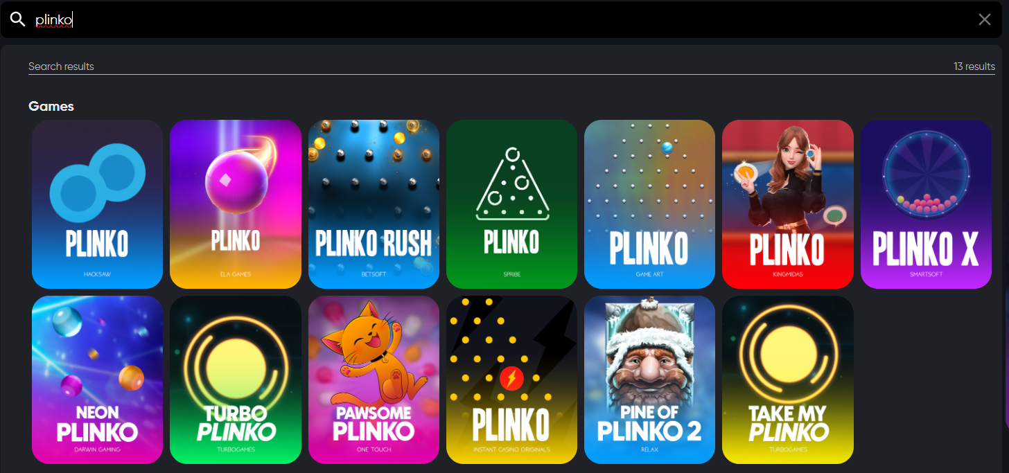 Více plinko her na Instant casinu