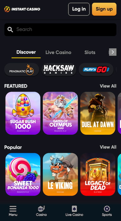 Instant Casino crypto casino homepage