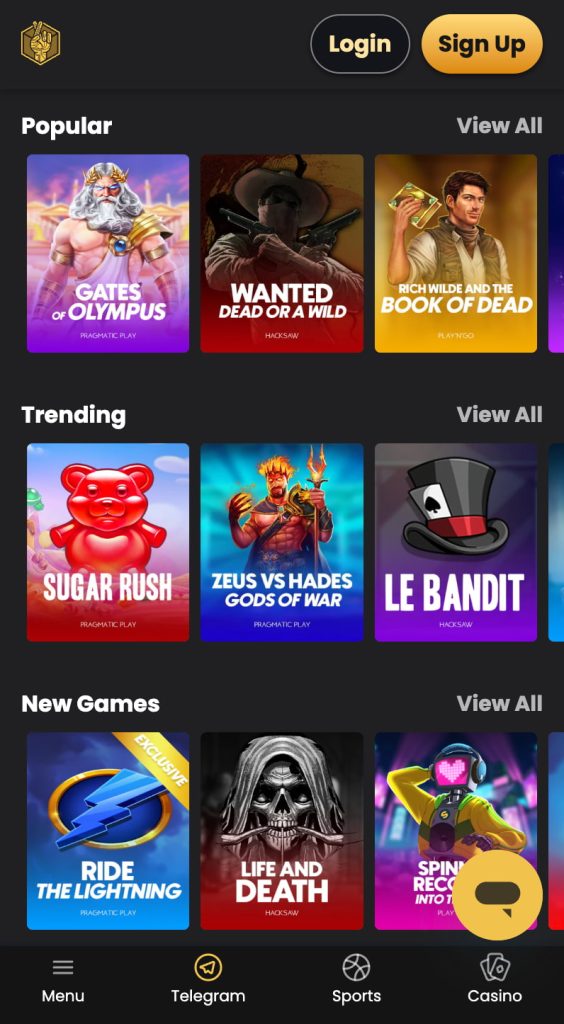 Lucky Block crypto casino homepage
