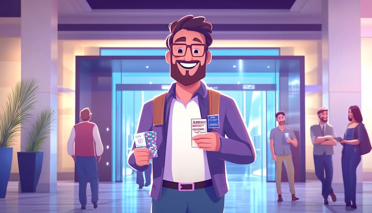 Happy gambler who follows the Coinpectra guidelines for responsible gambling.